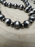 14mm & 10mm saucer Sterling Silver Pearls Statement Necklace - 35 inch