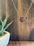Cotton Candy Checkered Spade Necklace