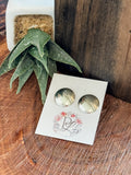 Large Silver Button Earrings