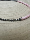 3mm and 4mm Sterling Pearls & Pink Conch Heishi Necklace – 15 inch