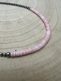 3mm and 4mm Sterling Pearls & Pink Conch Heishi Necklace – 15 inch