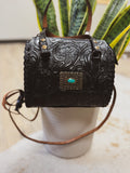 Mini Black Concho Tooled Trunk Bag