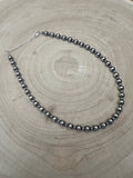 6mm and 3mm Sterling Silver Pearls choker necklace - 14 inch choker