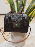 Mini Black Concho Tooled Trunk Bag