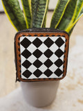 Small B&W Checkered Black Cowhide Jewelry Box