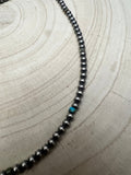 4mm Sterling Pearl and turquoise choker - 14 inch