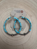 Hoop Earrings With Turquoise & Sterling Silver Pearls & Saucer