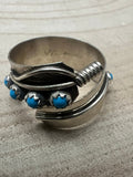 Chester Charley Navajo Handmade Kingman Turquoise Feather Adjustable Ring