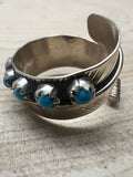 Chester Charley Navajo Handmade Kingman Turquoise Feather Adjustable Ring