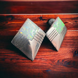 Concho earrings - Navajo concho and opal and sterling post earrings