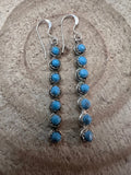 Cordelia Waknwa Zuni Handmade Sterling and Kingman Turquoise Dangle Earrings