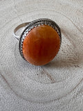 Ernest Hawthorne Spiny Oyster & Sterling Silver Ring - Size 7.5