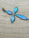 James Kee Turquoise and Opalite Inlay Cross Pendant