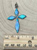 James Kee Turquoise and Opalite Inlay Cross Pendant