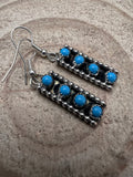 Janice Spencer Zuni Handmade Sterling Kingman Turquoise Earrings