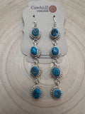 Navajo Handmade Kingman Turquoise Earrings by Donovan Nez