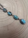 Navajo Handmade Kingman Turquoise Lariat Necklace by Lorenzo Juan - 20 inch