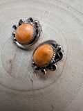 Navajo Handmade Spiny Oyster Post Earrings by Donovan Nez
