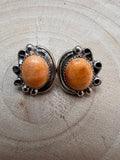 Navajo Handmade Spiny Oyster Post Earrings by Donovan Nez