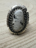 Norvin Johnson Navajo Handmade White Buffalo RIng - Size 8