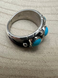Reed Charley Navajo Handmade  Kingman Turquoise Ring