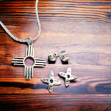 Western Zia Jewelry Set - Pendant, chain, and post earrings in sterling silver