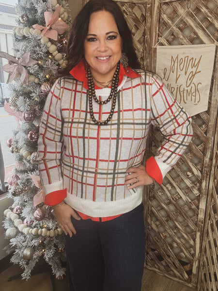 Vintage Charm Plaid Sweater