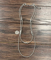 Double 1 Strand Cluster Handmade Silver Navajo Necklace