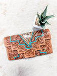 Turquoise & Cowhide Weaved Wallet