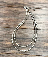5 Cluster Double Chain Handmade Silver Navajo Necklace