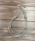 5 Cluster Double Chain Handmade Silver Navajo Necklace