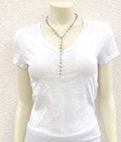 Short Handmade Lariat Silver Navajo Bead Necklace