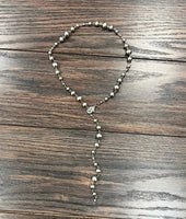 Short Handmade Lariat Silver Navajo Bead Necklace