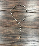 Short Handmade Lariat Silver Navajo Bead Necklace