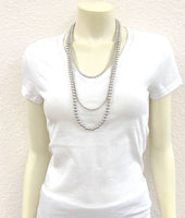 4 & 8mm Triple Strand Handmade Silver Navajo Bead Necklace