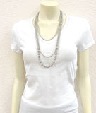 4 & 8mm Triple Strand Handmade Silver Navajo Bead Necklace