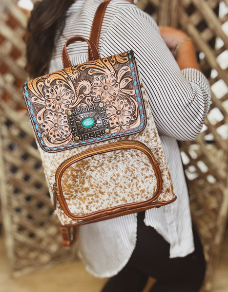 Brindle & Turquoise Backpack