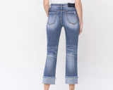 Odessa Rolled Cuff High Rise Straight Denim-CURVY