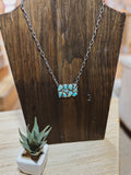 Rectangle Cluster Stone Chain Necklaces