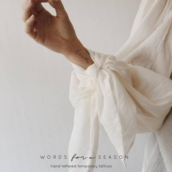 Breathe Calligraphy Temp Tattoo | Skin and Hat Tattoo