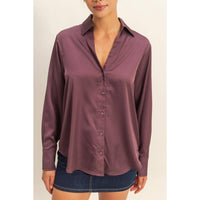 Takin' The Slow Ride Satin Button Up Top