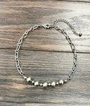 Handmade Silver Chain & Navajo Bead Necklace