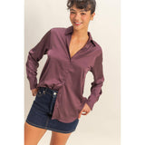 Takin' The Slow Ride Satin Button Up Top