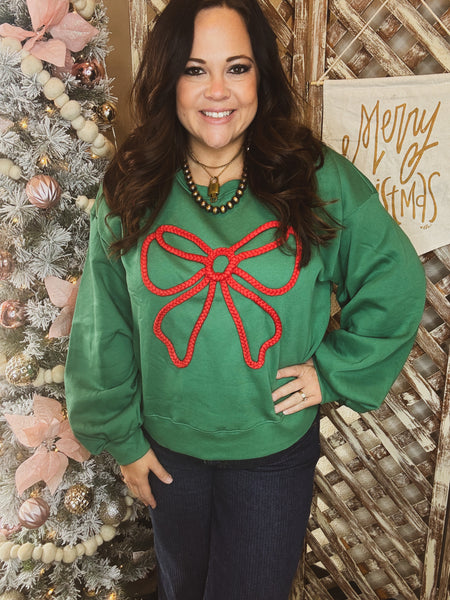 Braided Bow Sweatshirt