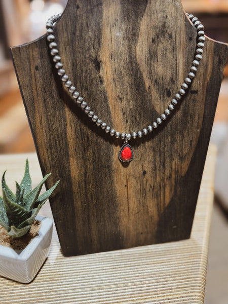 Red Teardrop Necklace