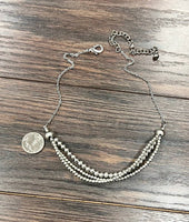 Handmade Silver Navajo Bead & Chain Necklace