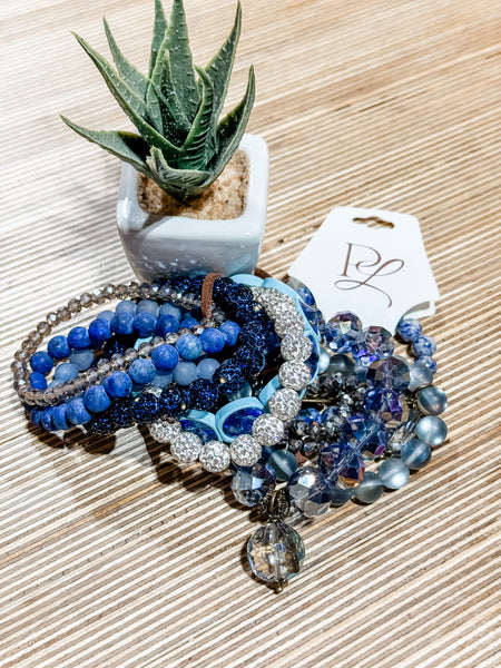 Denim & Sky Blue Bracelet Stack
