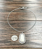 Bubble Rimmed White Turquoise Necklace