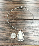 Bubble Rimmed White Turquoise Necklace
