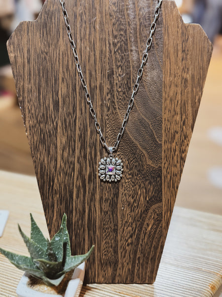 Square Bubble Floral Necklace